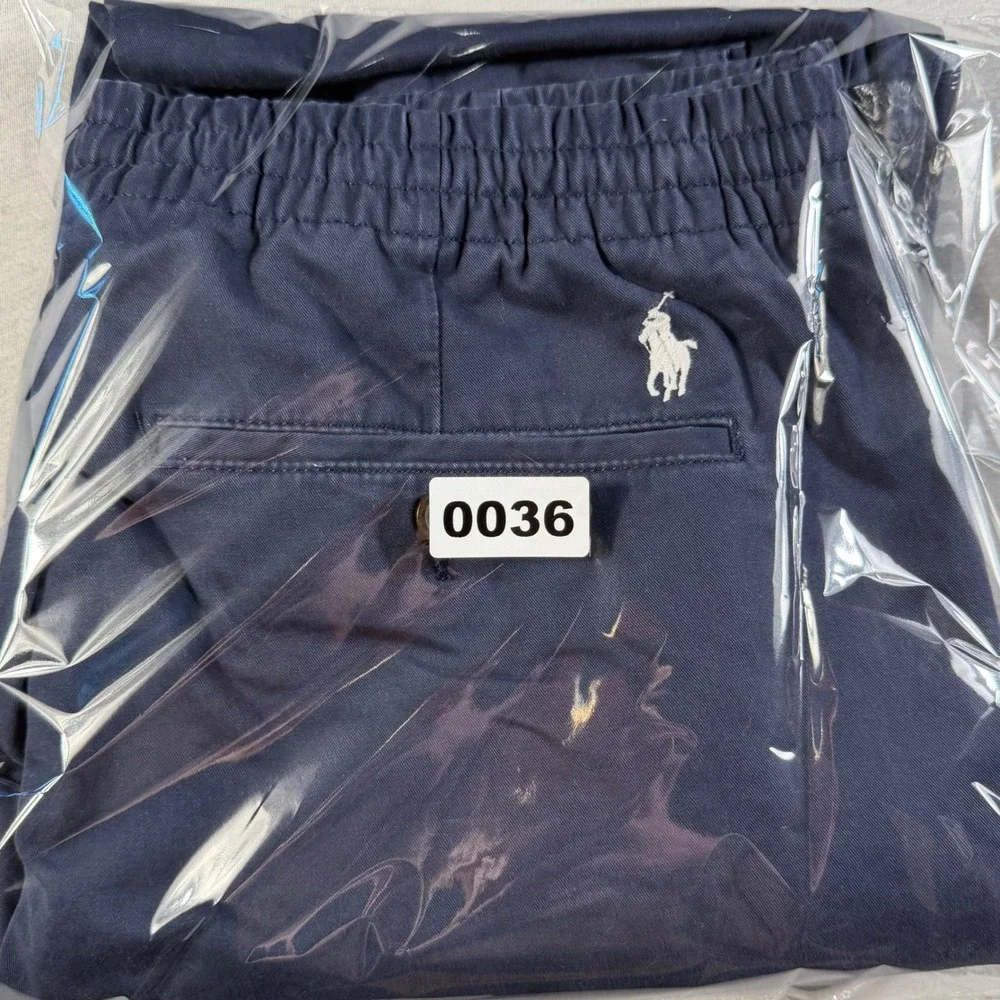 Polo Ralph Lauren Mens Slim Taper Fit Navy Blue Elastic Waist Chino Pants Large